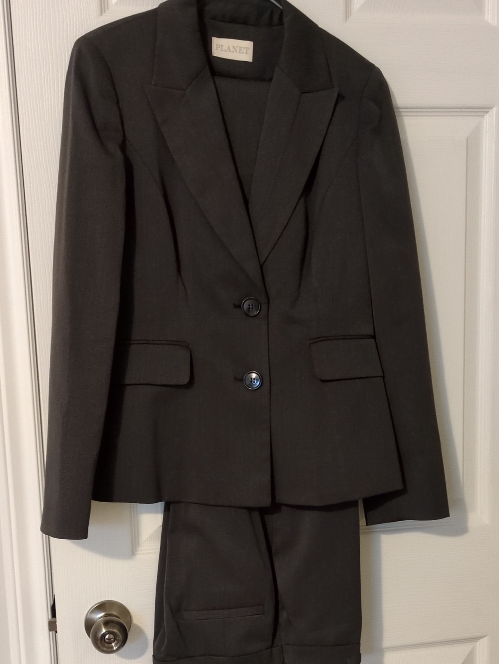Planet Women's Grey Tailored Blazer - Classic Two-Button Suit Jacket